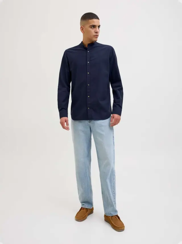JJESUMMER BAND SHIRT LS SN Navy Blazer 2