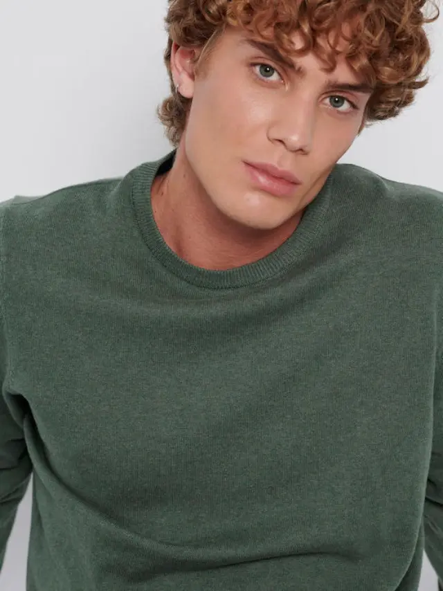 Funky Buddha Pullover Olive Green Mel FBM006-001-09 2