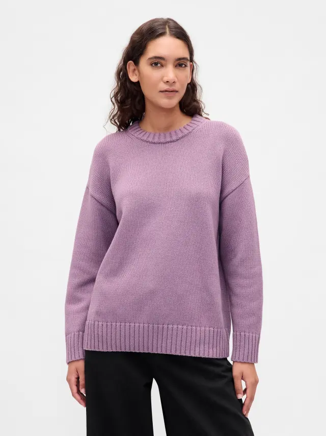 100% Βαμβάκι Oversized Πουλόβερ Purple