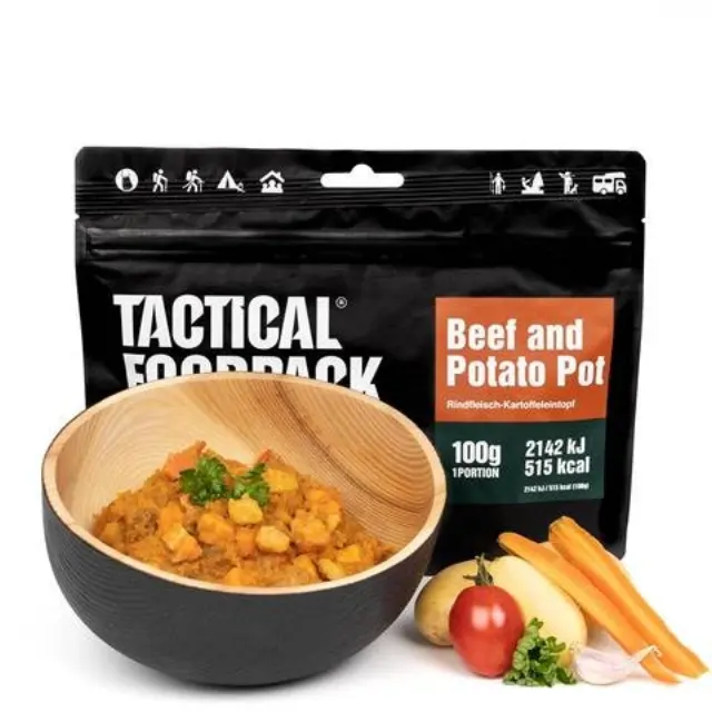 Tactical Foodpack Beef and Potato Pot 100 g- Μοσχαρίσιο Στιφάδο με Πατάτες - 01-Black-Μαύρο