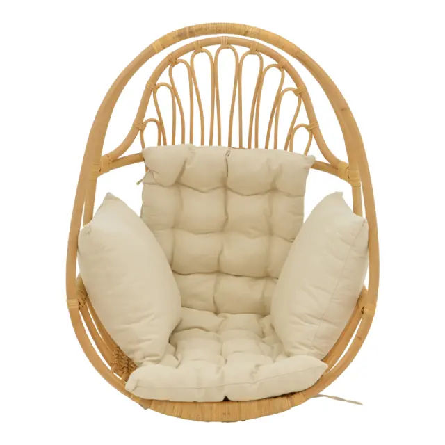 Κρεμαστή κούνια Jorg pakoworld φυσικό rattan-κρεμ μαξιλάρι 80x59x105εκ 3
