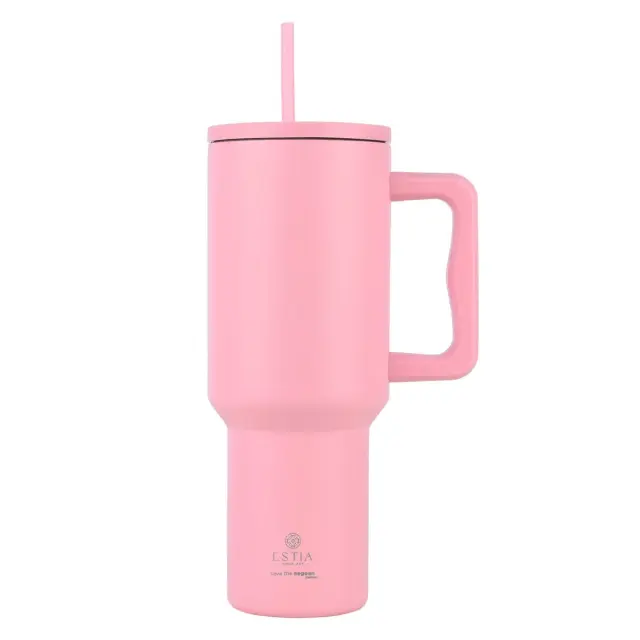 Estia Θερμος Straw Tumbler XL Save The Aegean Blossom Rose 900 ml