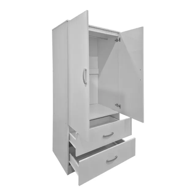 Ντουλάπα δίφυλλη με 2 συρτάρια Alvia pakoworld λευκή 80x51.5x180εκ 2