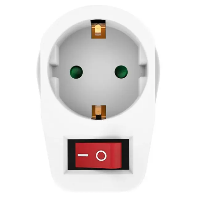 Αντάπτορας Ρεύματος Powertech 1x Schuko με Διακόπτη White (PT-811)