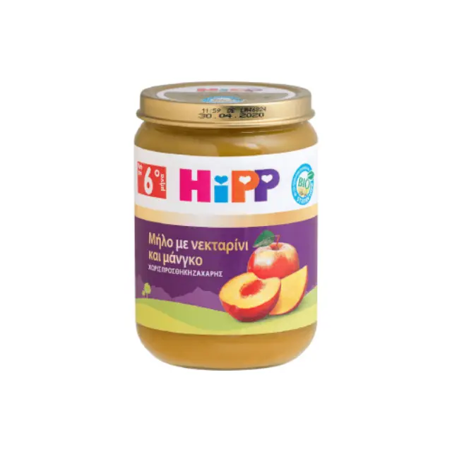 HIPP Bρεφική Φρουτόκρεμα Μήλο Νεκταρίνι Μάνγκο απο τον 6o μηνα - Βαζακι 190gr