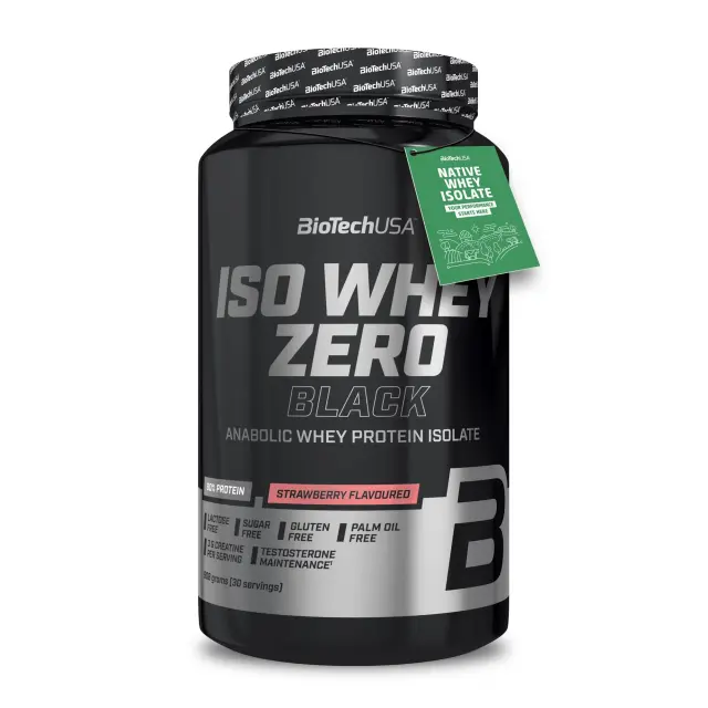 Biotech USA Iso Whey Zero Black Πρωτεΐνη Ορού Γάλακτος με Κρεατίνη Χωρίς Γλουτένη & Λακτόζη με Γεύση Φράουλα 908gr