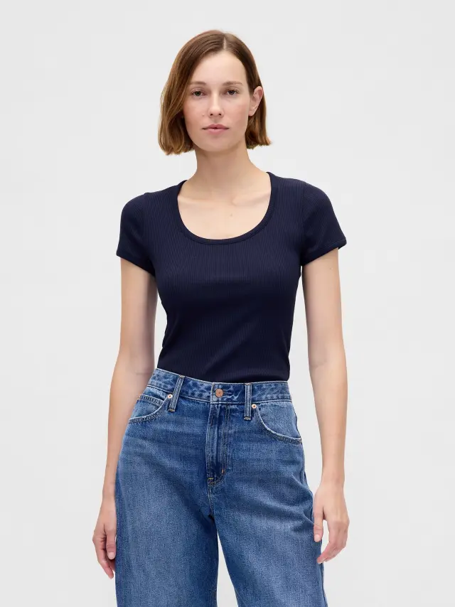 Modern Rib Scoop Crop Μπλούζα Navy blue uniform - L