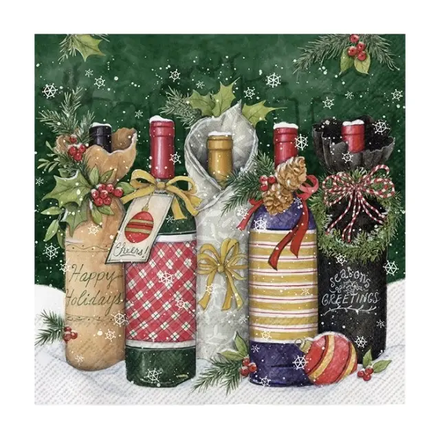 Χαρτοπετσέτα για decoupage, Χριστουγεννιάτικα μπουκάλια, 1 τεμ.