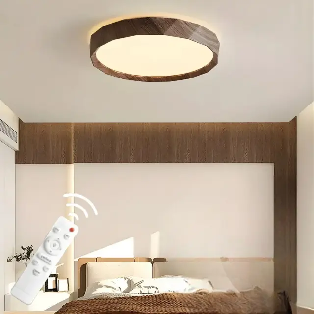 Stewehome Πλαφονιέρα Antik Ξύλο Σκούρο Καρυδί LED με Τηλεχειρισμό-καρυδιά 40x15x15 cm 3