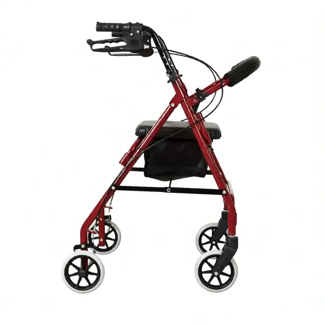 Rollator - Περιπατητήρα Αλουμινίου με Χειρόφρενα & Καλάθι – Ρυθμιζόμενο Ύψος - Κόκκινο 2