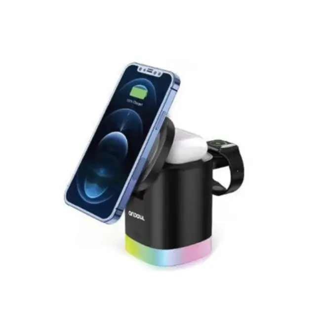 Andowl 3 σε 1 Ασύρματος Magnet Φορτιστής 20W με RGB Φωτισμό Q-A63