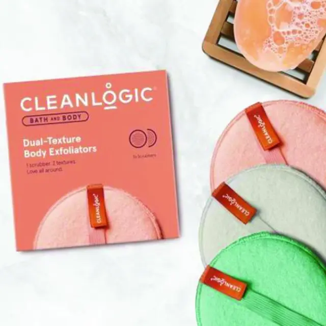 Cleanlogic Bath & Body Dual-texture Body Exfoliators Set of 3 Assorted Colors