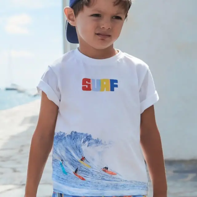 Mini 2 έως 10 ετών Μπλούζα κύματα λευκό