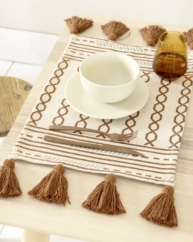 Σουπλά 32x44 Υφασμάτινο Nima Marra Beige-Terracotta 100% βαμβακερό