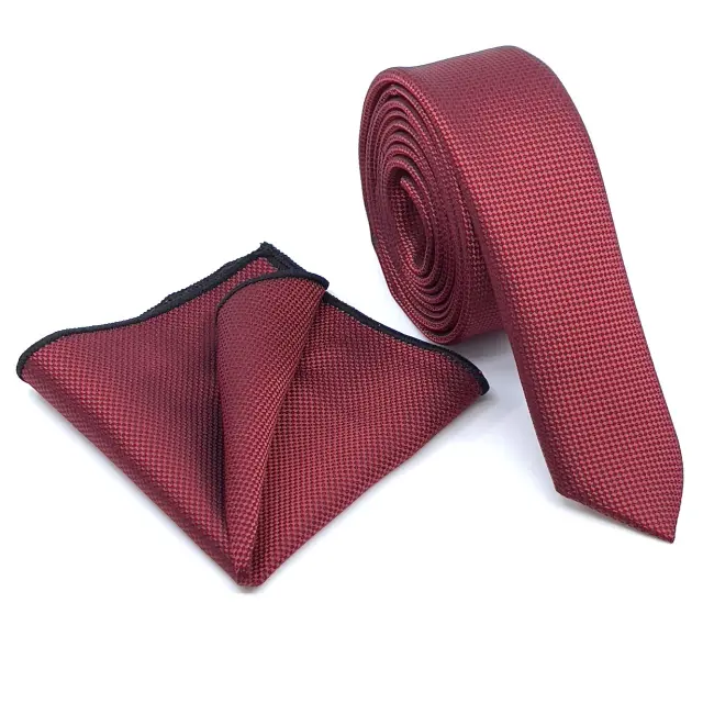 Κόκκινη Γραβάτα Slim 4,5 cm Σετ με Μαντηλάκι 3