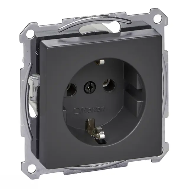 SCHUKO socket-outlet, screwless terminals, anthracite, System M