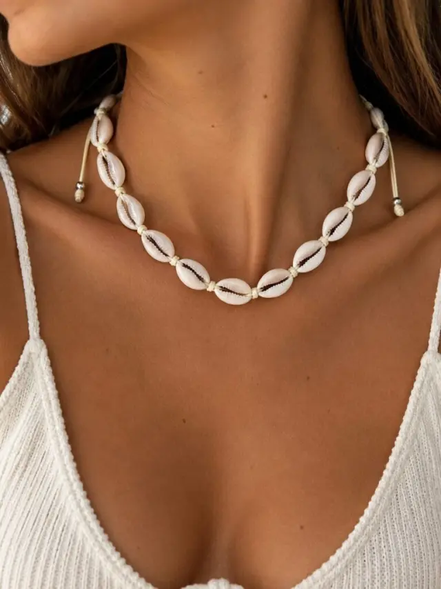 Ghetto Natural Cowrie Shell Adjustable Choker Necklace 2