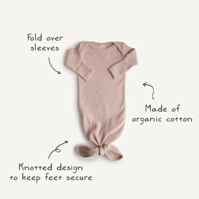 Mushie Ribbed Knotted Baby Gown Ολόσωμο Φορμάκι - Blush 0-3 μηνών 2