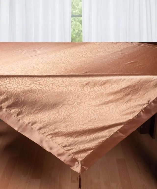 Σατέν τραπεζομάντηλο 2009 λουλούδι (160cm x 220cm) καφέ - -