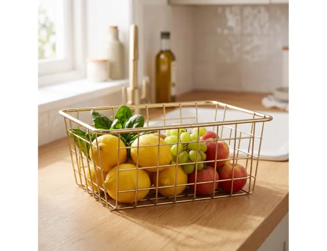 Μεταλλικό καλάθι για φρούτα και λαχανικά Svenska Living (23491592) Χρυσό, 24x18x10cm 23491592
