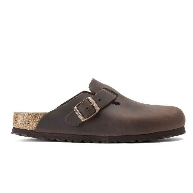 Ανατομικά Δερμάτινα Σαμπό Birkenstock Boston 0860131 Καφέ Regular Fit Μαύρο - 36