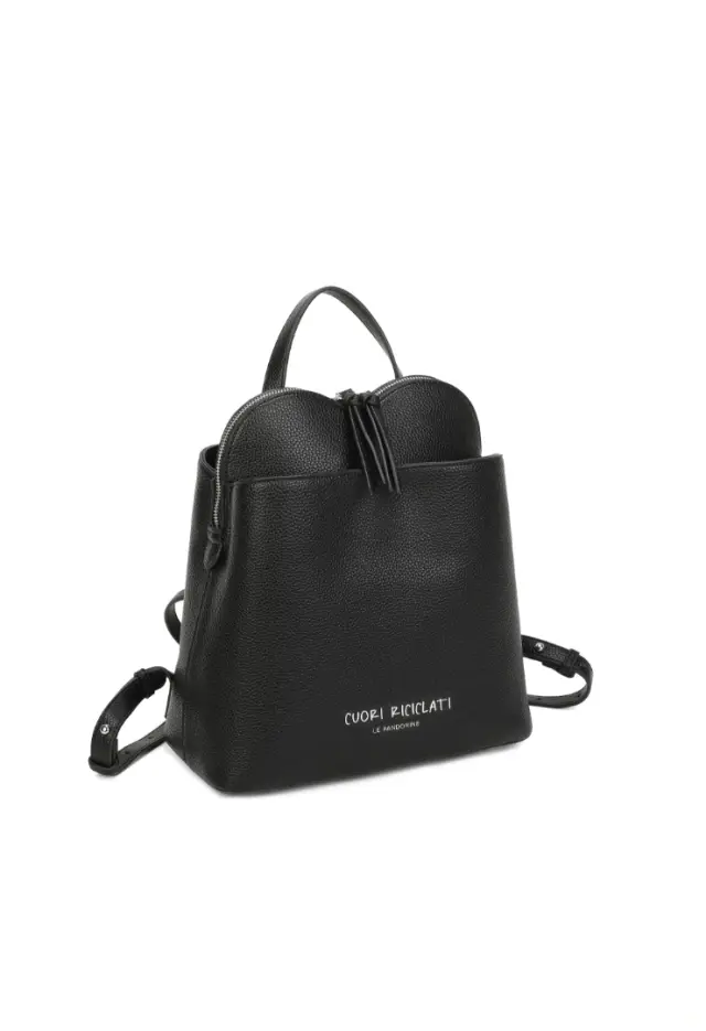 LE PANDORINE - Backpack with heart-shaped pocket in black