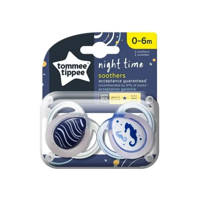 Tommee Tippee Night Time Πιπίλες (0-6 μηνών) 2pcs 2