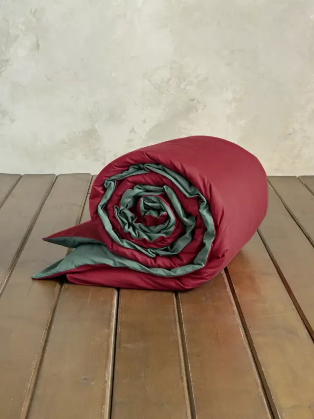 Παπλωματοθήκη 240X260 King Size Nima Colors Absolute Red - Pine Green 100% βαμβακερό