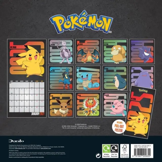 HMEΡΟΛΟΓΙΟ ΤΟΙΧΟΥ POKEMON 2027 30X30 CALENDAR DAN2723727 2
