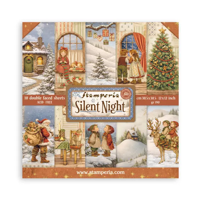 Χαρτιά scrapbooking 10τεμ, 30.5×30.5cm Stamperia, Silent Night