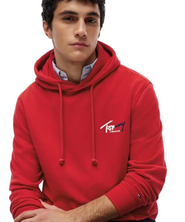 Tommy Hilfiger - Ανδρικό Φούτερ Signature Logo Terry Drawstring DM0DM22680-XML Κόκκινο - XL 2