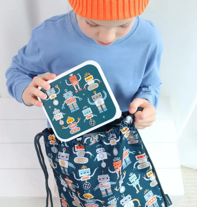 A Little Lovely Company Σετ 4 Δοχεία Φαγητού Lunch & Snack Box Set – Robots SBSERO86 2