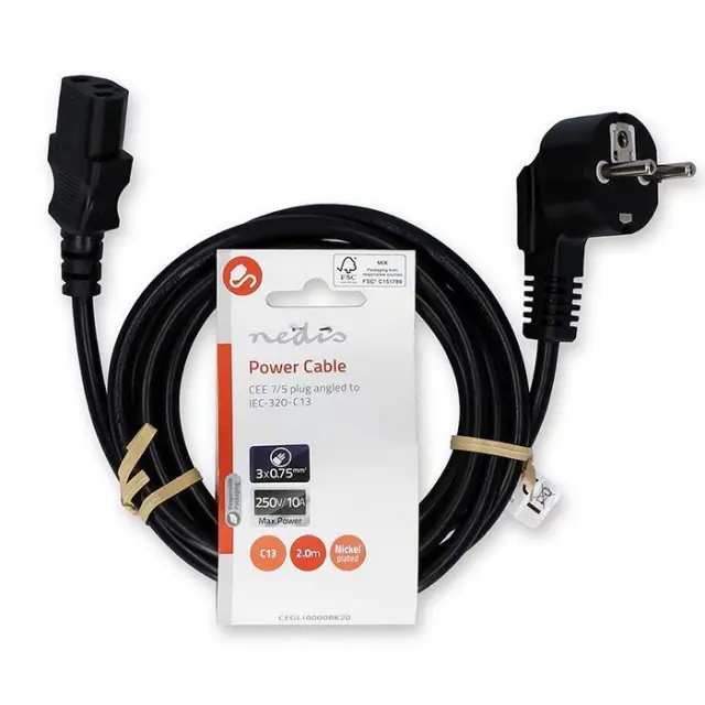Καλώδιο τροφοδοσίας Schuko αρσ. - IEC-320-C13 θηλ., 2.00m σε μαύρο χρώμα. 3