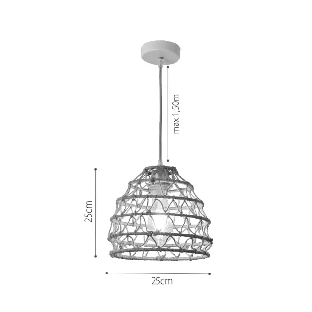 InLight Κρεμαστό Φωτιστικό από σχοινί 1xE27 D:25cm (4047-B) 3
