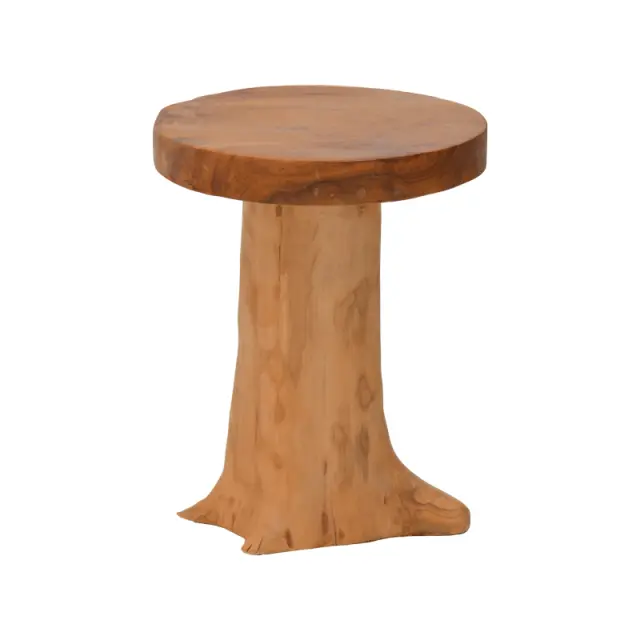Σκαμπό Feranto pakoworld teak ξύλο σε φυσική απόχρωση Φ35x45εκ 2