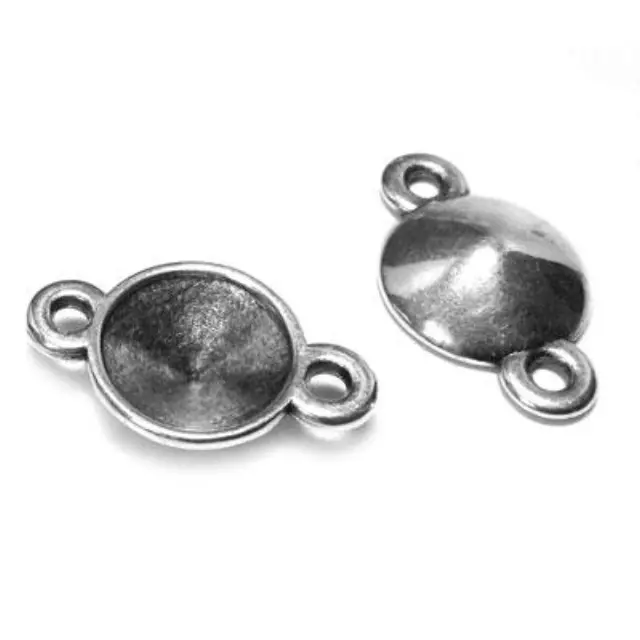 Καστόνι Σύνδεσμος για Χάντρα Rivoli - 12mm Silver Antique - 5τεμ