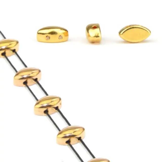 Μεταλλικό Ζάμακ Χυτό Στοιχείο Περαστό 5x8mm - Οβάλ - 24K Gold Plated - 6τεμ