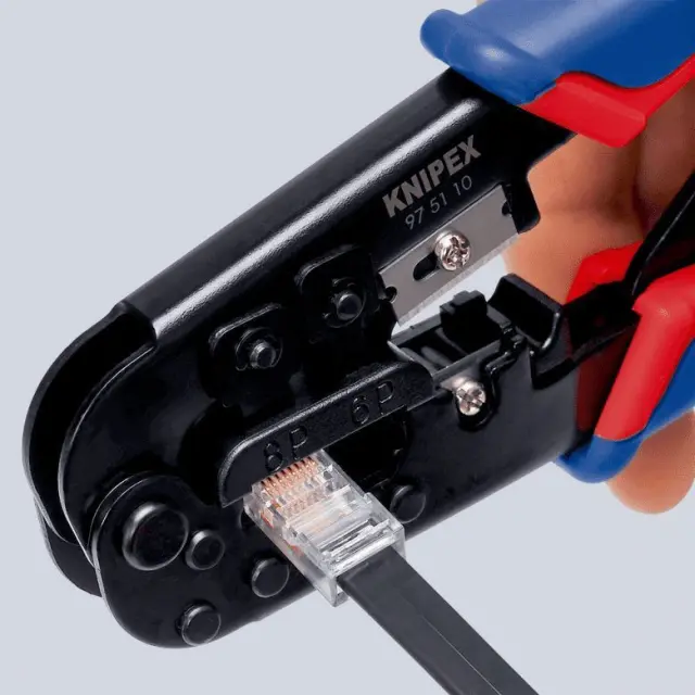 Knipex 975110- Πένσα ακροδεκτών κλιπ για τηλέφωνα και pc 6-8 οδών No190mm 3