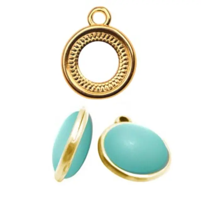 Καστόνι Κρεμαστό Διπλή Βάση 15mm - 24K Gold Plated - 5τεμ