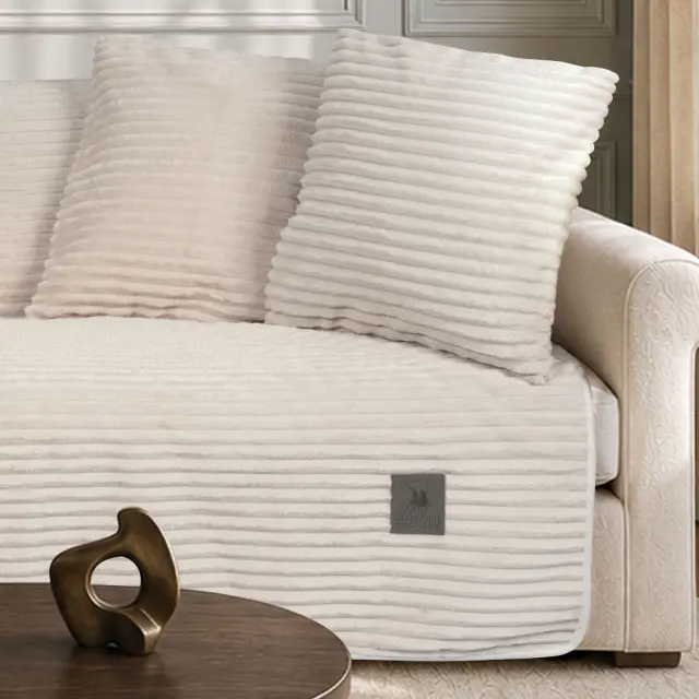 Ριχτάρι Τριθέσιο 180x300 Flannel Essential Greenwich Polo Club 3995 Ivory 100% Πολυέστερ 2