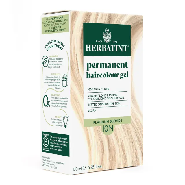 Herbatint Permanent Gel Βαφή Μαλλιών Χωρίς Αμμωνία 10N Ξανθό Πλατινέ 170ml