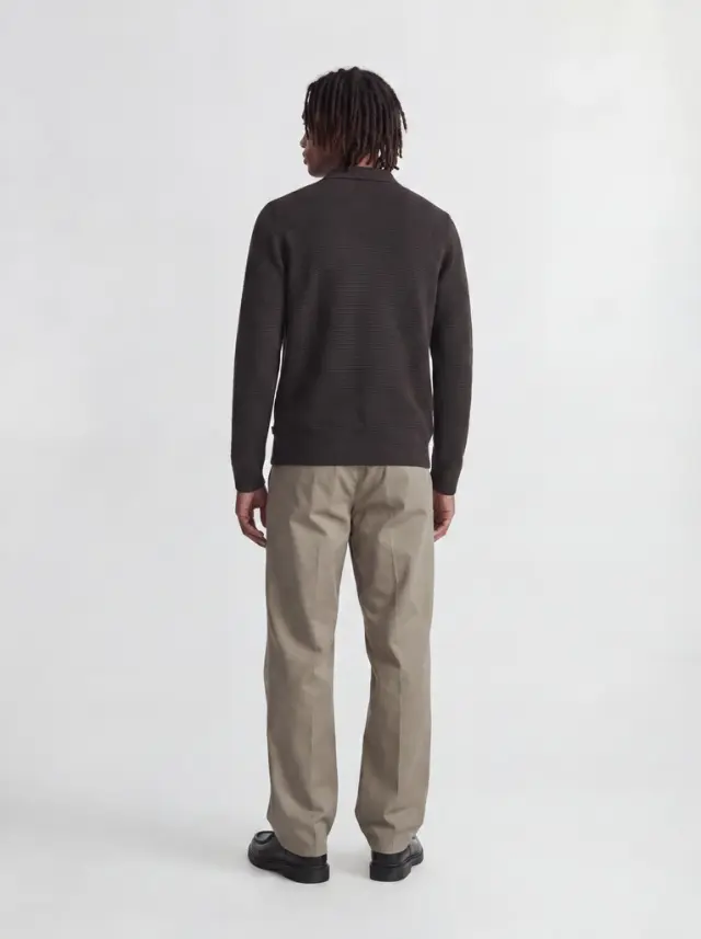 JPRBLURILEY KNIT POLO LS - Ganache 3