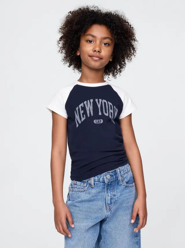 Παιδική Gap New York Logo Raglan Μπλούζα navy uniform