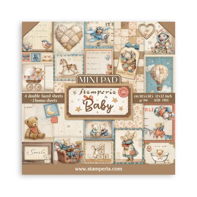 Χαρτιά scrapbooking Mini Pad 6τεμ, 30.5×30.5cm Stamperia, Baby