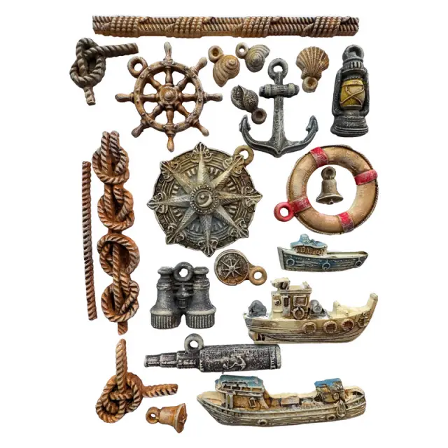 Καλούπι σιλικόνης A5, 15×21cm, Stamperia, Silent Sea, Ship's wheel and boats 2