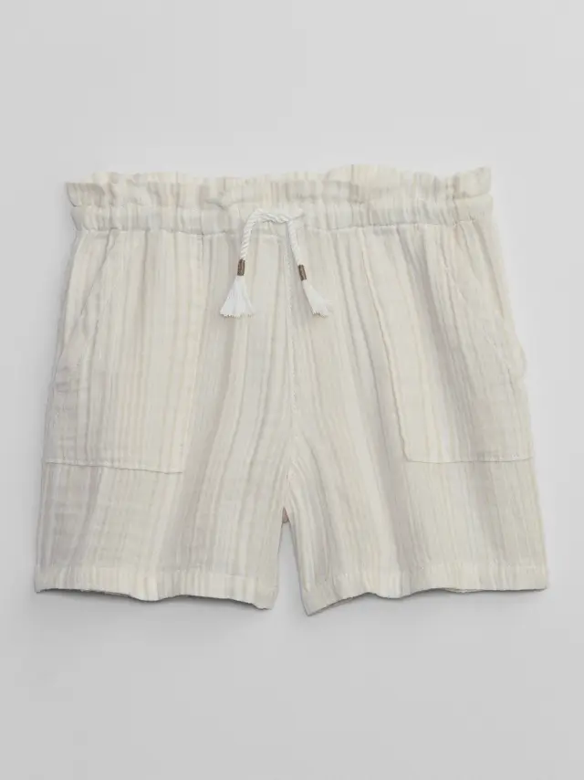 Άσπρο Παιδικό Utility Pull-On Σορτς με Washwell off white stripe