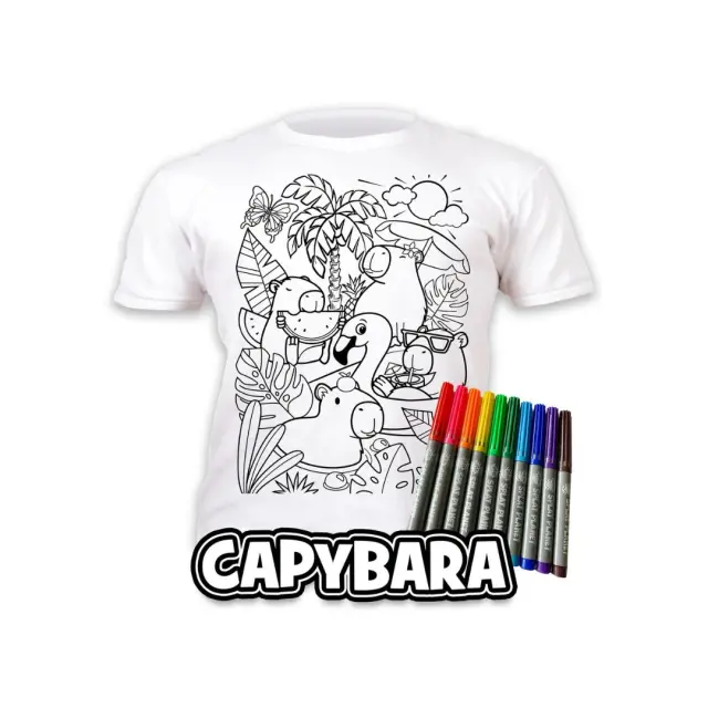 Splat Planet Πλενόμενο t-Shirt Ζωγραφικής με Μαρκαδόρους: Capybara 7-8 ετών 2