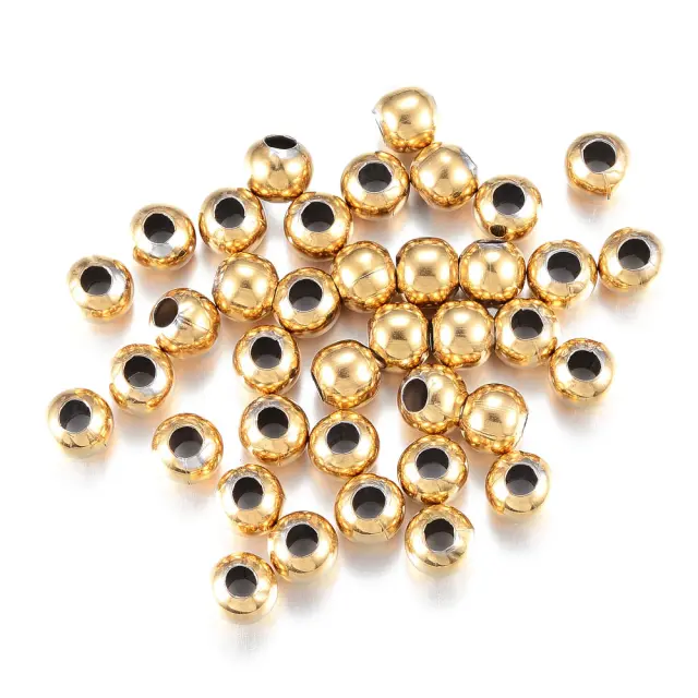 Μεταλλική Χάντρα Ανοιξείδωτο Ατσάλι 304, Gold Ø4mm ~100τεμ