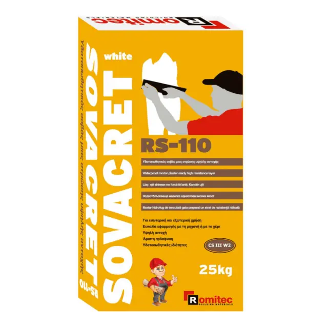 ROMITEC SOVACRET RS-110 - ΥΔΑΤΑΠΩΘΗΤΙΚΟΣ ΣΟΒΑΣ ΜΙΑΣ ΣΤΡΩΣΗΣ ΥΨΗΛΗΣ ΑΝΤΟΧΗΣ ΛΕΥΚΟ 25KG