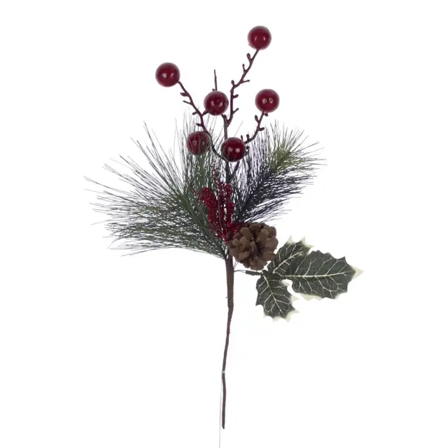 Κλαδάκι Πεύκο Με Berries Και Κουκουνάρι 40x16cm